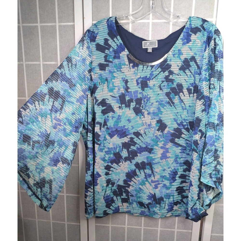 JM Collection Womens XL‎ Shirt 3/4 Flare Sleeve Lightweight Layered Relaxed Fit